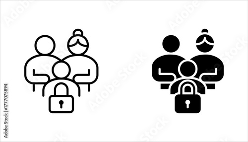 parental control line icon set, vector illustration on white background