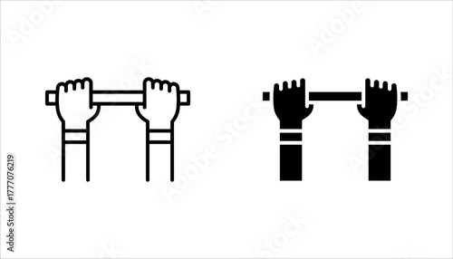 Pull up bar outline Icon set for strength and fitness training, vector illustration on white background