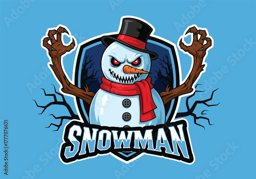 Spooky snowman gaming logo fierce character design - Gaming logo - Gaming Mascot - esport mascot vector illustration
