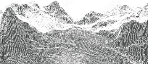 Abstract topographic map texture with grey and white grid pattern background