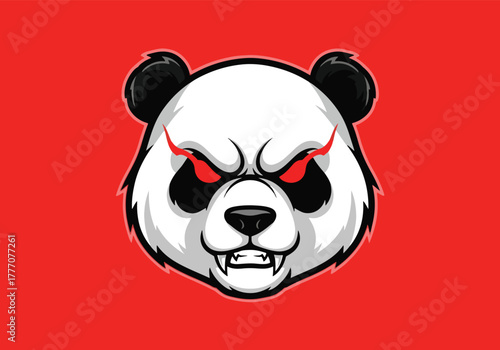 Aggressive panda gaming logo mascot fierce red eyes - Gaming logo - Gaming Mascot - esport mascot vector illustration