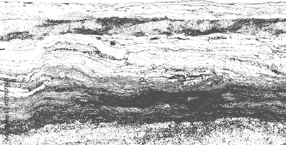 Naklejka premium Abstract monochrome textured background with layered wavy lines and granular detail pattern