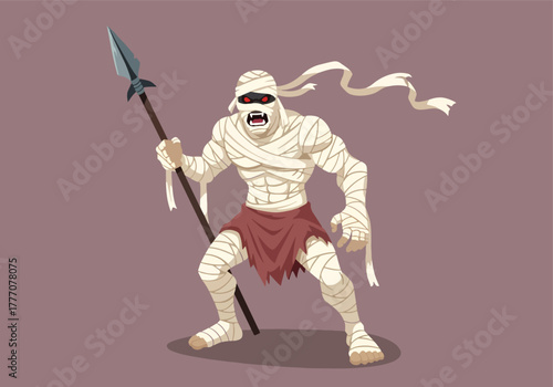 Fearsome mummy warrior character gaming logo design - Gaming logo - Gaming Mascot - esport mascot vector illustration