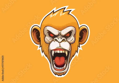 Furious monkey head gaming logo design art - Gaming logo - Gaming Mascot - esport mascot vector illustration