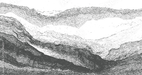 Abstract monochrome textured background with layered geological strata patterns vector