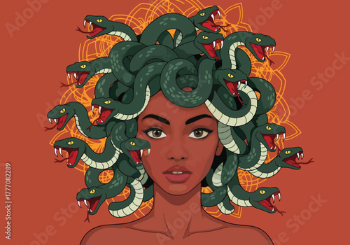 Medusa's fierce gaze gaming logo artwork - Gaming logo - Gaming Mascot - esport mascot vector illustration