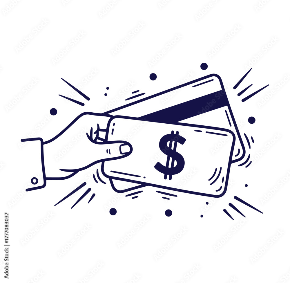 Fototapeta premium Hand holding a credit card with a dollar sign representing finance and payment options