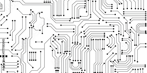 Technology black circuit diagram concept. High-tech circuit board connection system. Vector abstract technology on a white background. Vector eps 10