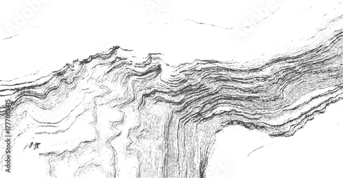 Abstract black and white textured background with layered wavy lines and shapes pattern