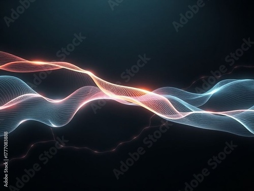Dimensional Energy Veins — Abstract Ribbed Waves on Dark Background