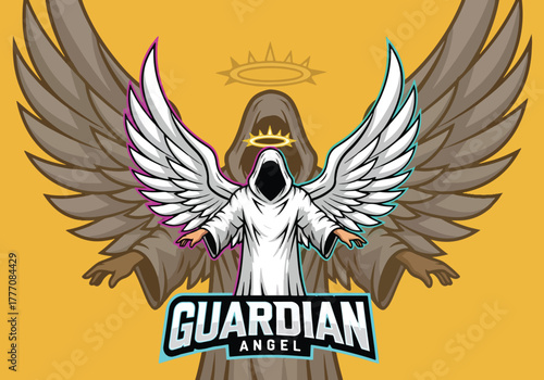 Guardian angel gaming logo with wings and crown - Gaming logo - Gaming Mascot - esport mascot vector illustration