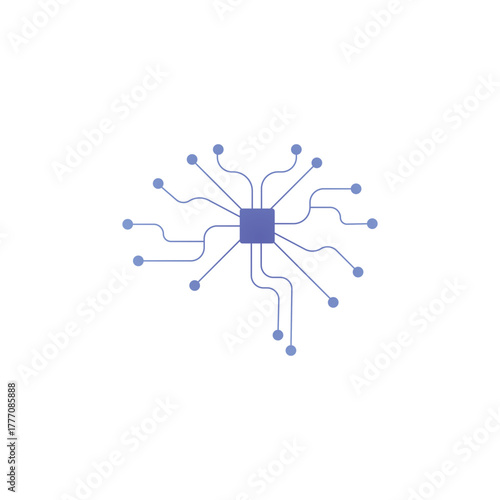 Microchip Brain: An elegant minimalist depiction of a microchip circuit in the shape of a brain, symbolizing intelligence, data processing, and technological innovation.