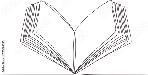 Open book line art pages reading learning