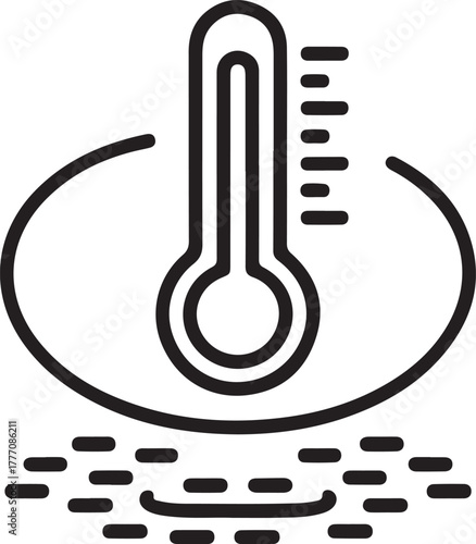 Thermometer icon showing high temperature and heat waves