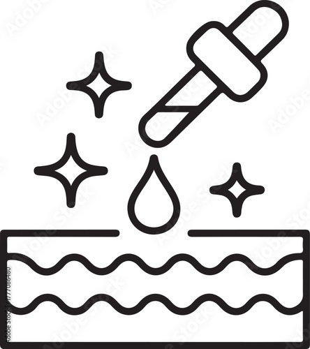 Skincare serum dropper applying liquid to skin layers