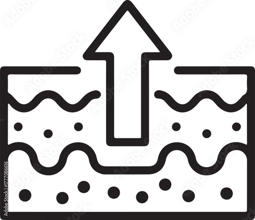 Abstract icon showing skin layer with upward arrow