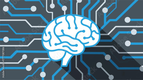 Modern Brain Circuit Illustrator Artwork Banner Background Design Template 