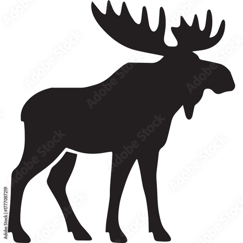 moose black shape icon silhouette vector flat illustration design on white background