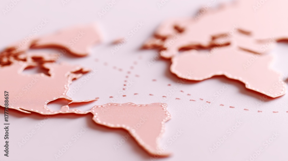 Fototapeta premium Detailed world map close up global geography countries continents and ocean exploration guide for study.