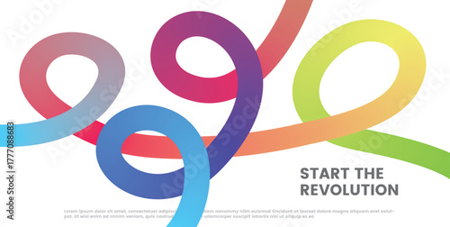 Dynamic Gradient Flow . Colorful Abstract Wave and Twisted Line Design Element
