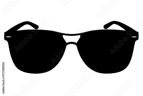 Classic black sunglasses silhouette with a clean design for summer fashion and eye protection isolated on a white background silhouette