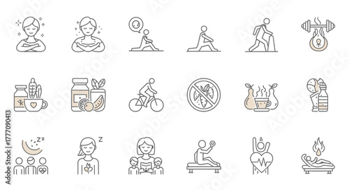 Vector icon set of zodiac symbols and illustrations of young people