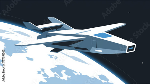 Modern Space Exploration Planes Illustrator Artwork Banner Background Design Template 