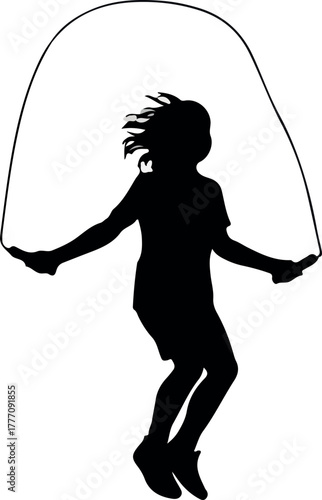 Child Silhouette Jumping Rope Outdoor Activity Fun Childhood Joy