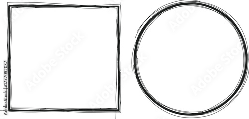 Hand drawn circle brush sketch set. Grunge doodle scribble round circles for message note mark design element. Brush circular smears. Banners, Insignias , Logos, Icons, Labels and Badges.