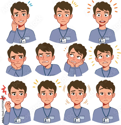 Collection of Pixel Art Faces Showing Various Emotions and Expressions