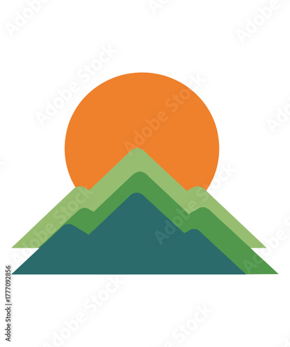 Cartoon Rocky Hills Set Brown Green Isolated Art