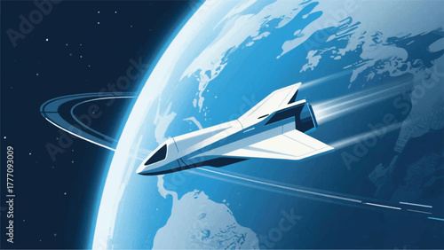 Spacecraft Illustrator Artwork Banner Background Design Template 