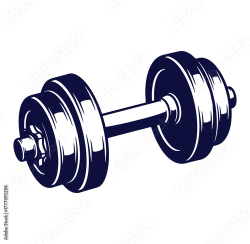 Vector illustration of a classic dumbbell symbolizing fitness strength and exercise