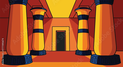 Ancient egypt temple interior illustration pharaoh tomb drawing art