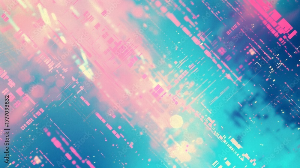 Fototapeta premium Abstract digital art with cyan and pink hues