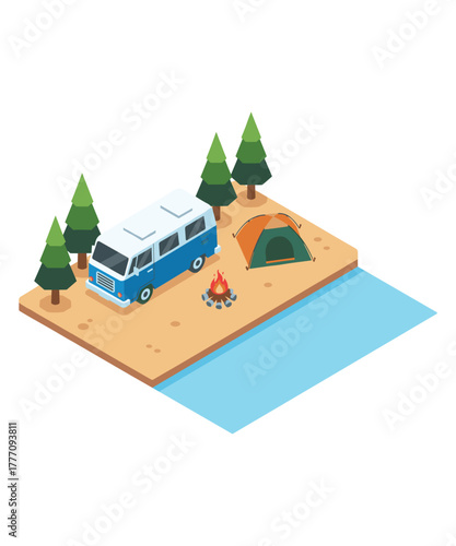 Hiker Couple Winding Path Mountain Geometric Art