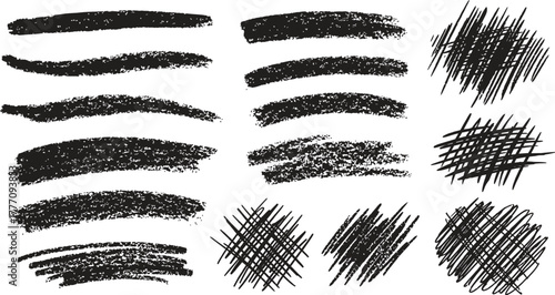 Black set paint, ink brush, brush strokes, brushes, lines, frames, box, grungy. Grungy brushes collection. Brush stroke paint boxes on white background