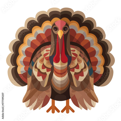 Colorful Thanksgiving Turkey with Detailed Plumage and Festive Design.
