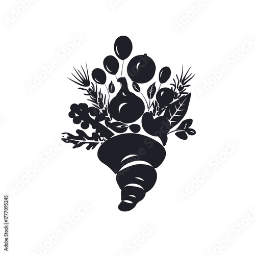 Cornucopia of Harvest Bounty - A Symbol of Abundance and Thanksgiving.