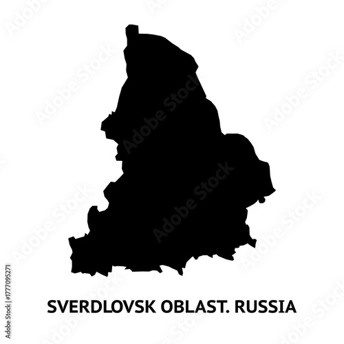 Map of Sverdlovsk Oblast. Russia. Black and white silhouette isolated on white background. Illustration.