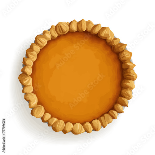 Overhead View of a Delicious Pumpkin Pie with Fluted Crust.