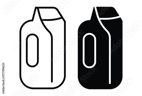 Black and White Illustration of Abstract Milk Jug or Container Design