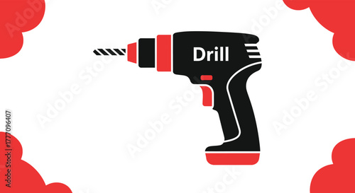 Hand holding electric drill icon with lightning bolt symbol for power and energy