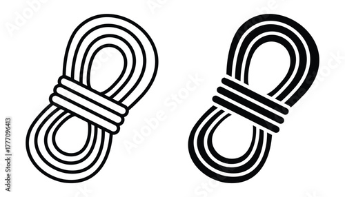 Two Styles of Coiled Rope in Black and White Line Art Design