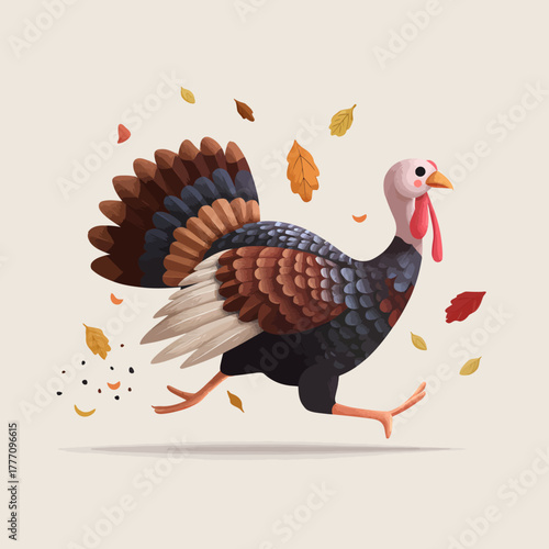 Turkey Trot - A Thanksgiving Turkey Running Away from Dinner.