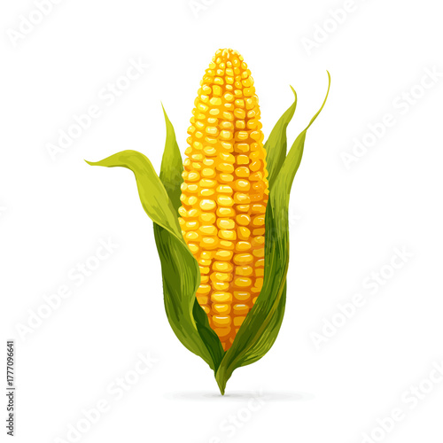 Vibrant Corn on the Cob with Green Husk Leaves.