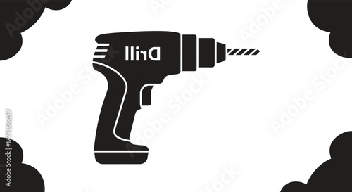 Hand holding electric drill icon with lightning bolt symbol for power and energy