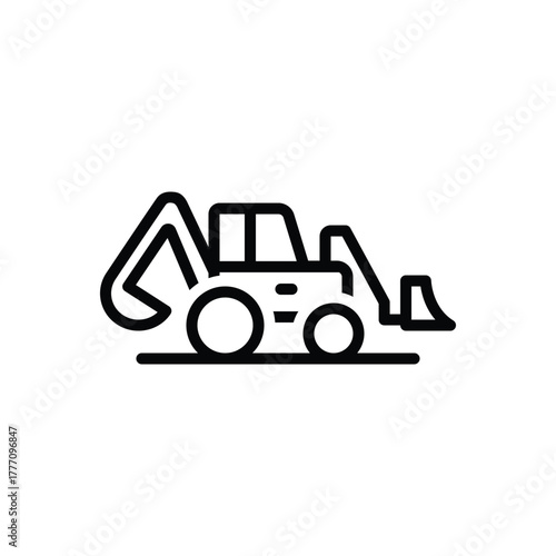 Black line icon for construction vehicle