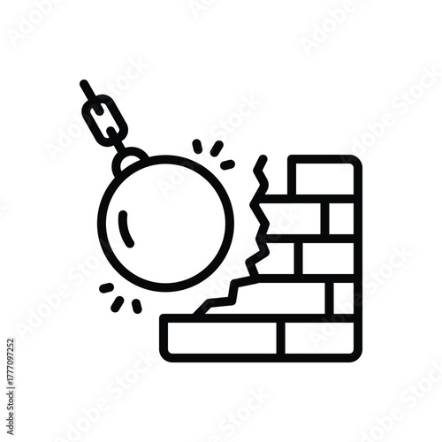 Black line icon for demolition