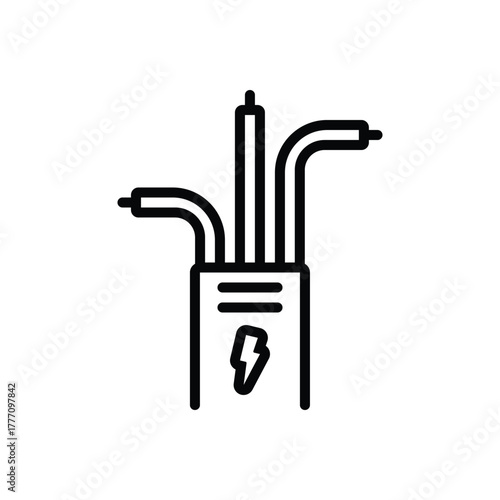 Black line icon for electrical wiring